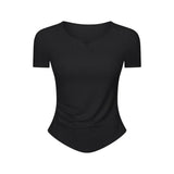 Womens Clothing Gym Shirts Yoga Top Women Outdoor Jogging T-shirt Ribbed Women Pulovers Short Sleeve Fitness Sport Crop Tops 9