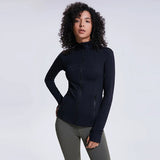 Jackets Women's Jacket Gym Autumn and Winter Outerwear Nylon Stretch Zipper Running Following Yoga Jogging Long-sleeved Top Fleece Jacket