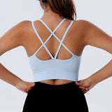 European and American quick-drying breathable seamless yoga bra elastic suspenders sports bra for women one-piece cross-fitness Beauty back