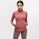 Jackets Women's Jacket Gym Autumn and Winter Outerwear Nylon Stretch Zipper Running Following Yoga Jogging Long-sleeved Top Fleece Jacket