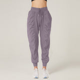 Pleated skinny fitness sweatpants women loose drawstring pants running pants casual quick-dry pants harlequin pants