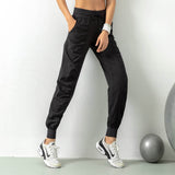 Pleated skinny fitness sweatpants women loose drawstring pants running pants casual quick-dry pants harlequin pants