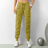 Pleated skinny fitness sweatpants women loose drawstring pants running pants casual quick-dry pants harlequin pants