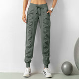 Pleated skinny fitness sweatpants women loose drawstring pants running pants casual quick-dry pants harlequin pants