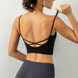 Professional yoga clothing with padded fitness running bra can be worn outside spaghetti straps cross back tank top underwear summer