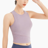 Sports Vest Women's Ribbed Slim Fitness Top Beauty Back Tight Yoga Clothing Short Sleeveless