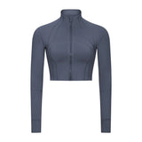 Women's Jacket Outerwear Suit for Fitness Gym Following Yoga Sport Stretch Slim Coat Jackets Stand-up Collar Windproof Zipper Crop Top