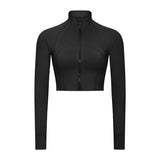 Women's Jacket Outerwear Suit for Fitness Gym Following Yoga Sport Stretch Slim Coat Jackets Stand-up Collar Windproof Zipper Crop Top