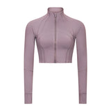 Women's Jacket Outerwear Suit for Fitness Gym Following Yoga Sport Stretch Slim Coat Jackets Stand-up Collar Windproof Zipper Crop Top